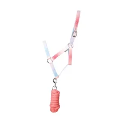 Hy Equestrian Ombre Coral/Blue Head Collar & Lead Rope