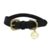 Benji & Flo Superior Rolled Black/Brass Leather Dog Lead