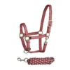 Bitz Stripe Two Tone Headcollar & Lead Rope Set Pink/Navy