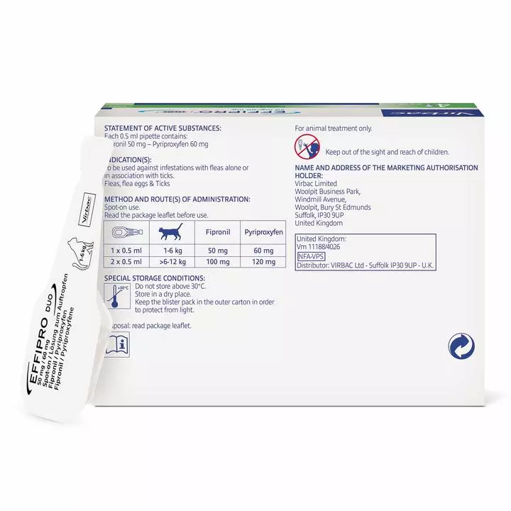 Virbac Effipro Duo Flea & Tick Spot On Solution For Cats & Dogs 3 Virbac Effipro Duo Flea & Tick Spot On Solution For Cats & Dogs - Image 3