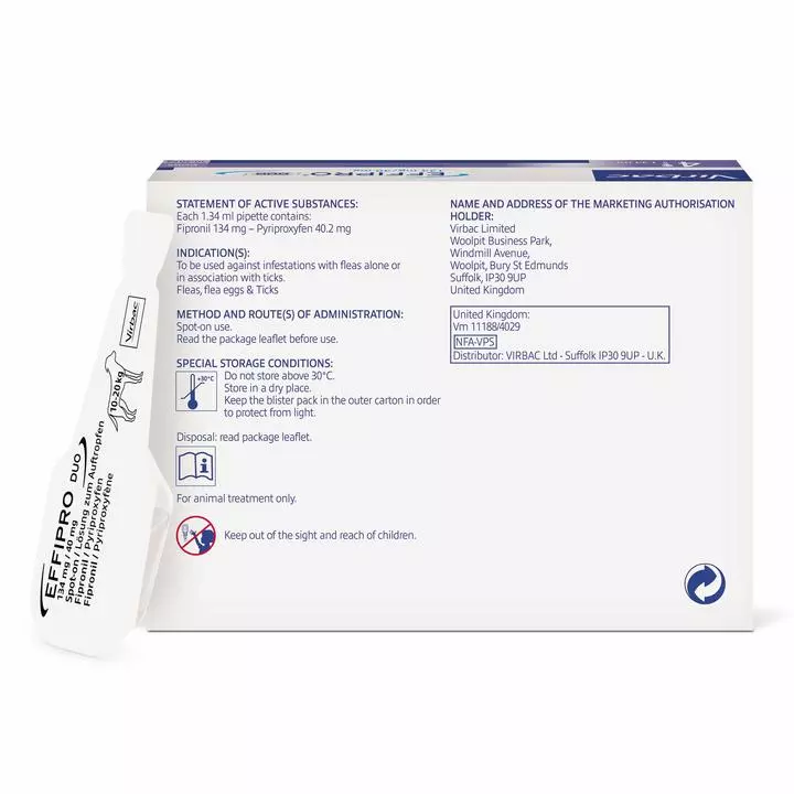 Virbac Effipro Duo Flea & Tick Spot On Solution For Cats & Dogs 7 Virbac Effipro Duo Flea & Tick Spot On Solution For Cats & Dogs - Image 7