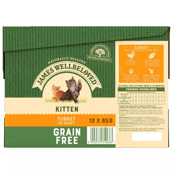 James Wellbeloved Grain Free Turkey In Gravy Kitten Pouches 2 James Wellbeloved Grain Free Turkey In Gravy Kitten Pouches - Image 2