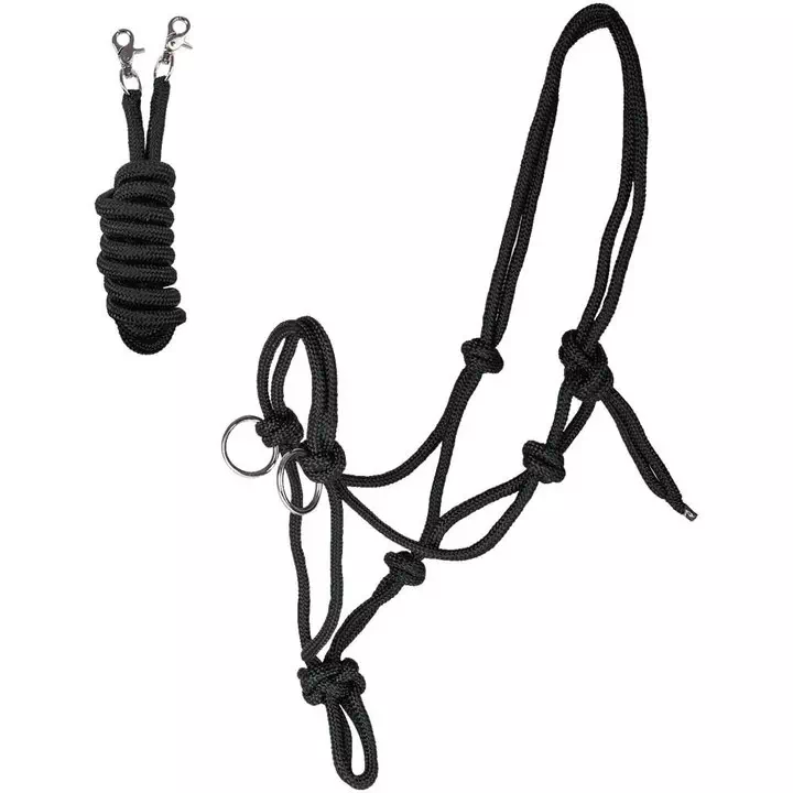 Waldhausen Knotted Halter With Reins Black 1 Waldhausen Knotted Halter With Reins Black