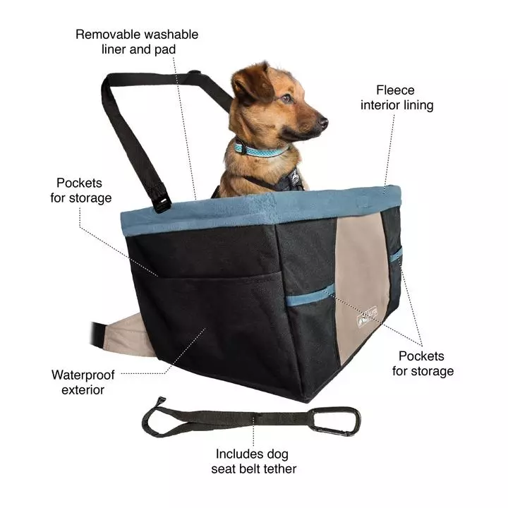 Kurgo Rover Dog Booster Seat Black & Hampton Sand 2 Kurgo Rover Dog Booster Seat Black & Hampton Sand - Image 2
