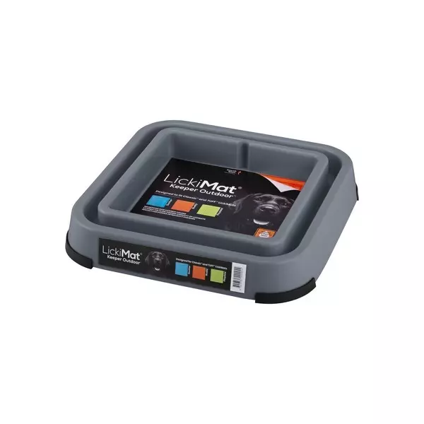 LickiMat Keeper Grey Dog Bowl & Mat 1 LickiMat Keeper Grey Dog Bowl & Mat