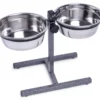 Petface Stainless Steel Adjustable Dog Double Diner For Food & Water
