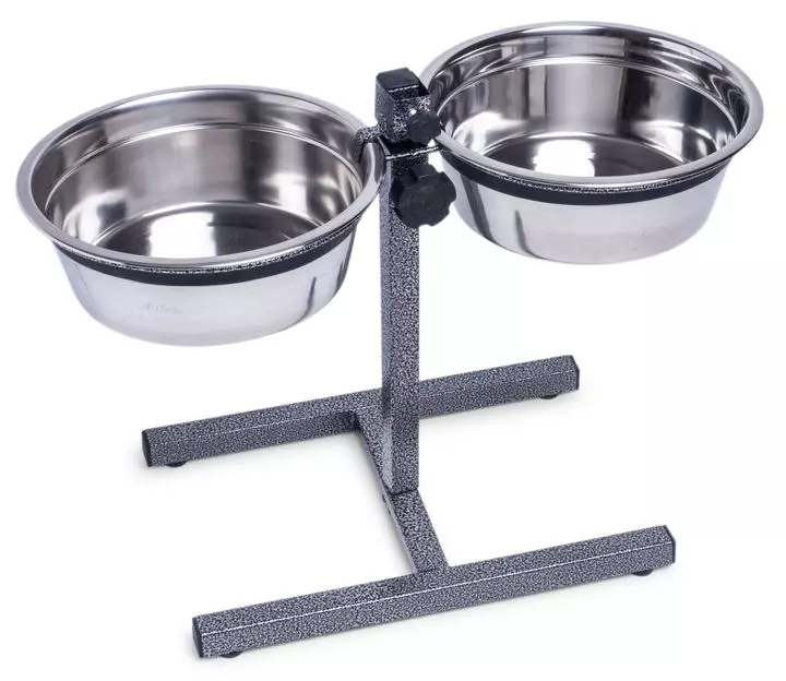 Petface Stainless Steel Adjustable Dog Double Diner For Food & Water 1 Petface Stainless Steel Adjustable Dog Double Diner For Food & Water