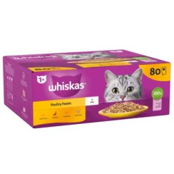 Whiskas 1+ Cat Pouches Poultry Feasts Mega Pack In Jelly